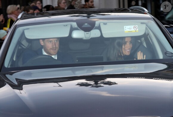 Le prince Harry, duc de Sussex, et Meghan Markle, duchesse de Sussex - La famille royale d'Angleterre à son arrivée au palais de Buckingham pour la fête de Noël à Londres. Le 19 décembre 2018