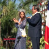 Vaimalama Chaves, Miss France 2019, de retour à Tahiti. Elle est accueillie très chaleureusement et a été décorée. Décembre 2018.