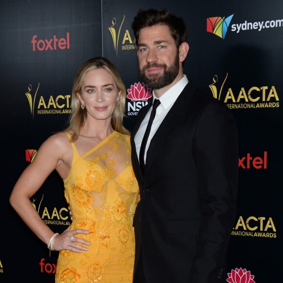 Emily Blunt et son mari John Krasinski - Photocall de la 8ème cérémonie des "AACTA (Australian Academy of Cinema and Television Arts)" à Los Angeles. Le 4 janvier 2019