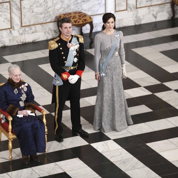 Le prince Frederik et la princesse Mary secondaient la reine Margrethe II de Danemark lors de la réception du nouvel an donnée le 3 janvier 2019 au palais de Christiansborg en l'honneur du corps diplomatique.