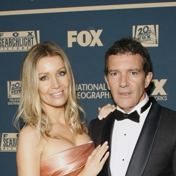 Nicole Kimpel and Antonio Banderas au photocall de la soirée "Fox, FX et Hulu Golden Globe Party" au Beverly Hilton Hotel à Beverly Hills. Los Angeles, le 6 janvier 2019.