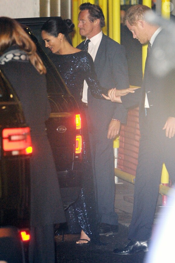 Le prince Harry, duc de Sussex, et Meghan Markle, duchesse de Sussex, enceinte, à la sortie du 10ème anniversaire du spectacle du Cirque du Soleil "Totem" au Royal Albert Hall à Londres, le 16 janvier 2019.
