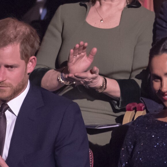 Le prince Harry, duc de Sussex, et Meghan Markle, duchesse de Sussex, enceinte, à la représentation du 10ème anniversaire du spectacle du Cirque du Soleil "Totem" au Royal Albert Hall à Londres, le 16 janvier 2019.