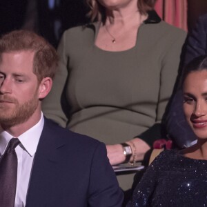 Le prince Harry, duc de Sussex, et Meghan Markle, duchesse de Sussex, enceinte, à la représentation du 10ème anniversaire du spectacle du Cirque du Soleil "Totem" au Royal Albert Hall à Londres, le 16 janvier 2019.