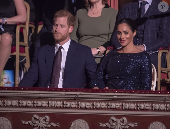 Le prince Harry, duc de Sussex, et Meghan Markle, duchesse de Sussex, enceinte, à la représentation du 10ème anniversaire du spectacle du Cirque du Soleil "Totem" au Royal Albert Hall à Londres, le 16 janvier 2019.