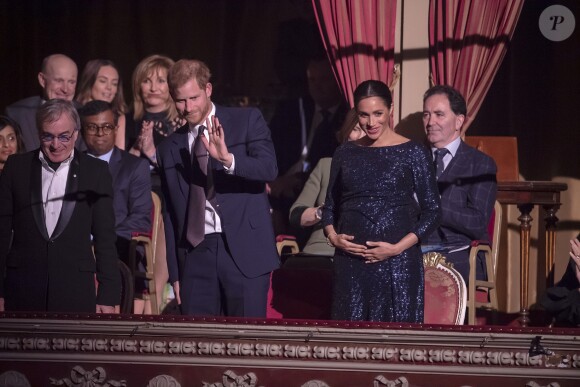 Le prince Harry, duc de Sussex, et Meghan Markle, duchesse de Sussex, enceinte, à la représentation du 10ème anniversaire du spectacle du Cirque du Soleil "Totem" au Royal Albert Hall à Londres, le 16 janvier 2019.