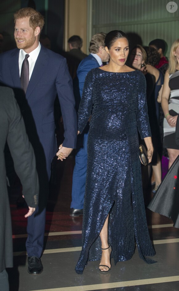 Le prince Harry, duc de Sussex, et Meghan Markle, duchesse de Sussex, enceinte, à la représentation du 10ème anniversaire du spectacle du Cirque du Soleil "Totem" au Royal Albert Hall à Londres, le 16 janvier 2019.