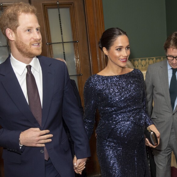 Le prince Harry, duc de Sussex, et Meghan Markle, duchesse de Sussex, enceinte, à la représentation du 10ème anniversaire du spectacle du Cirque du Soleil "Totem" au Royal Albert Hall à Londres, le 16 janvier 2019.