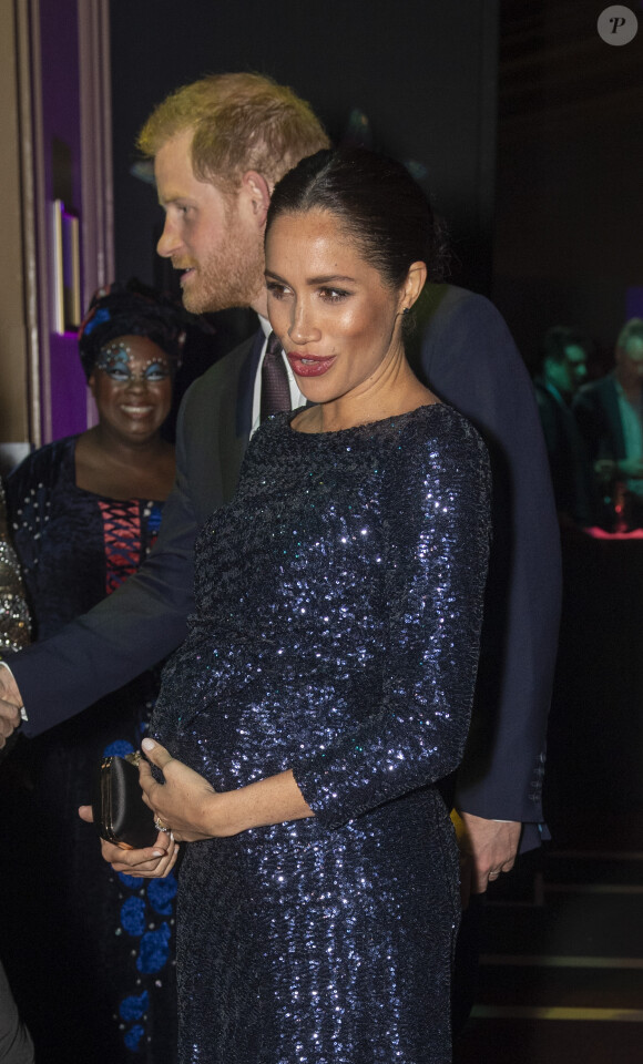 Le prince Harry, duc de Sussex, et Meghan Markle, duchesse de Sussex, enceinte, à la représentation du 10ème anniversaire du spectacle du Cirque du Soleil "Totem" au Royal Albert Hall à Londres, le 16 janvier 2019.