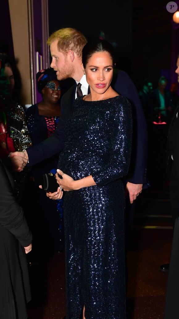 Le prince Harry, duc de Sussex, et Meghan Markle, duchesse de Sussex, enceinte, à la représentation du 10ème anniversaire du spectacle du Cirque du Soleil "Totem" au Royal Albert Hall à Londres, le 16 janvier 2019.
