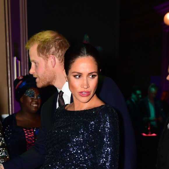 Le prince Harry, duc de Sussex, et Meghan Markle, duchesse de Sussex, enceinte, à la représentation du 10ème anniversaire du spectacle du Cirque du Soleil "Totem" au Royal Albert Hall à Londres, le 16 janvier 2019.