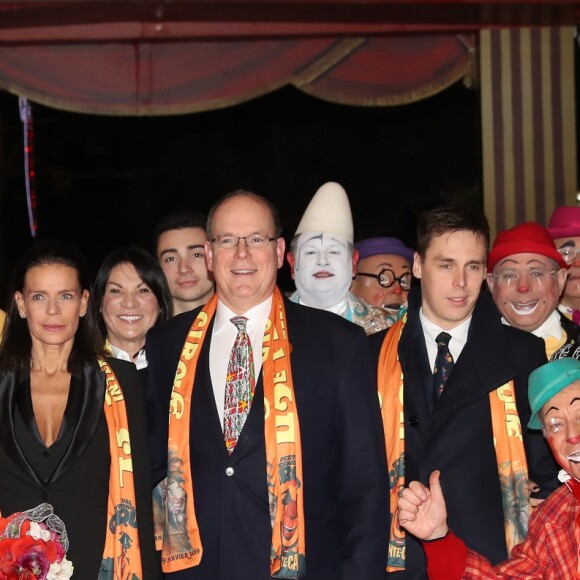 La princesse Stéphanie de Monaco, accompagnée par le prince Albert II de Monaco et son fils Louis Ducruet avec sa fiancée Marie Chevalier, assistait le 17 janvier 2019 à la soirée d'ouverture du 43e Festival international du cirque de Monte-Carlo, sous le chapiteau de Fontvieille. © Jean-Charles Vinaj/Pool Monaco/Bestimage