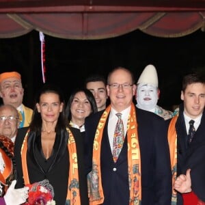 La princesse Stéphanie de Monaco, accompagnée par le prince Albert II de Monaco et son fils Louis Ducruet avec sa fiancée Marie Chevalier, assistait le 17 janvier 2019 à la soirée d'ouverture du 43e Festival international du cirque de Monte-Carlo, sous le chapiteau de Fontvieille. © Jean-Charles Vinaj/Pool Monaco/Bestimage