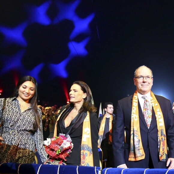 La princesse Stéphanie de Monaco a assisté en compagnie du prince Albert II et de Louis Ducruet avec sa fiancée Marie à la soirée d'ouverture du 43e Festival international du cirque de Monte-Carlo sous le chapiteau de Fontvieille à Monaco le 17 janvier 2019. © Jean-François Ottonello/Nice-Matin/Bestimage