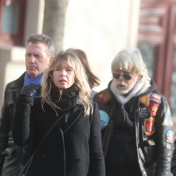 Romane Serda et Renaud - Après une cérémonie au temple protestant Port-Royal, obsèques de Thierry Séchan au cimetière du Montparnasse à Paris le 16 janvier 2019.