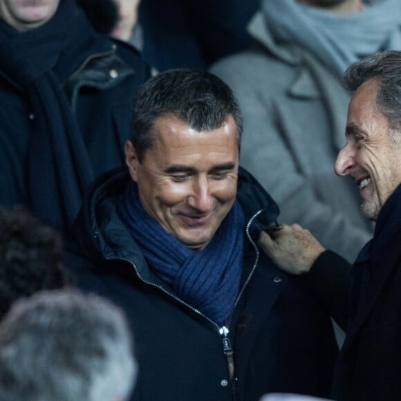 Nicolas Sarkozy dans les tribunes du Parc des Princes lors du match de Coupe du France "PSG - Strasbourg (2-0)" à Paris, le 23 janvier 2019.