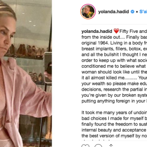 Yolanda Hadid sur Instagram le 14 janvier 2019.