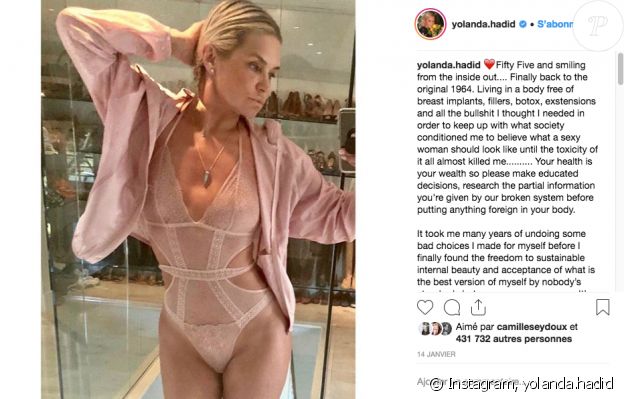 Yolanda Hadid sur Instagram le 14 janvier 2019.