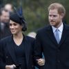 Le prince Harry, duc de Sussex et sa femme Meghan Markle, la duchesse de Sussex enceinte - La famille royale britannique se rend à la messe de Noël à l'église Sainte-Marie-Madeleine à Sandringham, le 25 décembre 2018. 25 December 2018.