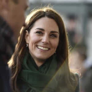 Catherine Kate Middleton (Comtesse de Strathearn en Ecosse) à la rencontre des employés de l'usine Michelin de Dundee, en Ecosse, puis des enfants des écoles le 29 janvier 2019.