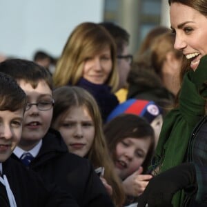 Catherine Kate Middleton (Comtesse de Strathearn en Ecosse) à la rencontre des employés de l'usine Michelin de Dundee, en Ecosse, puis des enfants des écoles le 29 janvier 2019.