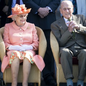 La reine Elizabeth II et le prince Philip duc d'Edimbourg - La famille royale d'Angleterre lors de la finale de la "Royal Windsor Cup", le 24 juin 2018.