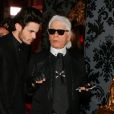 Baptiste Giabiconi et Karl Lagerfeld - Soirée "Giabiconistyle.com opening" au Vip Room à Paris le 28 février 2015.