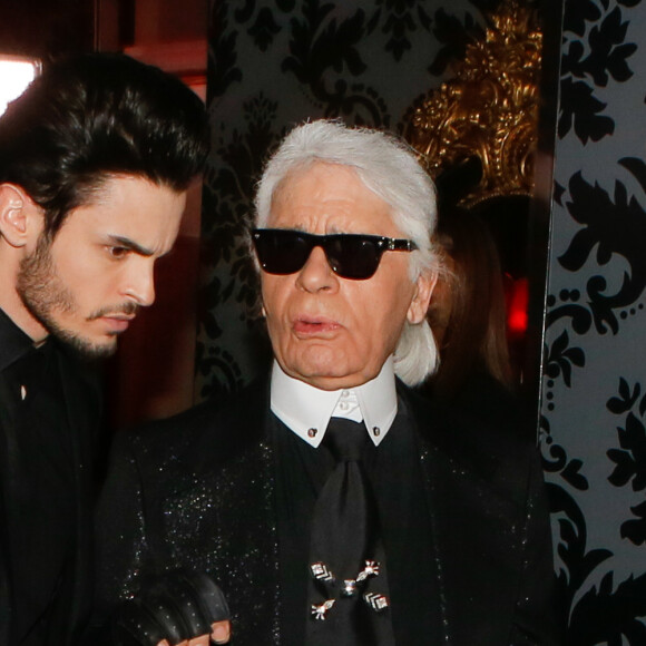 Baptiste Giabiconi et Karl Lagerfeld - Soirée "Giabiconistyle.com opening" au Vip Room à Paris le 28 février 2015.