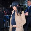 Meghan Markle, duchesse de Sussex, enceinte, à la sortie de son hôtel à New York City, New York, Etats-Unis, le 20 février 2019.