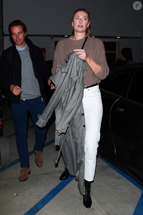 Exclusif - Maria Sharapova et son compagnon Alexander Gilkes à la sortie de l'exposition "GYATEI" de Takashi Murakami à Los Angeles, le 21 février 2019.