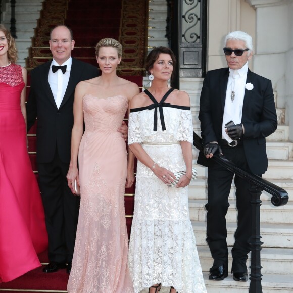 Tatiana Santo Domingo, Andrea Casiraghi, Antoine Arnault, Natalia Vodianova, Le Prince Albert II de Monaco, La Princesse Charlene de Monaco, la Princesse Caroline de Hanovre et Karl Lagerfeld - Soiree "Love Ball" organisee par Natalia Vodianova au profit de la Fondation "The Naked Heart" a l'Opera Garnier a Monaco le 27 juillet 2013.