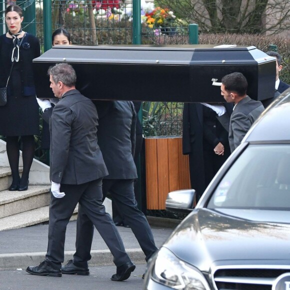 Le cercueil - Dernier hommage à Karl Lagerfeld au crématorium du Mont-Valérien à Nanterre le 22 février 2019.