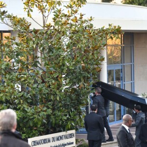 Le cercueil - Dernier hommage à Karl Lagerfeld au crématorium du Mont-Valérien à Nanterre le 22 février 2019.