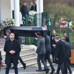 Le cercueil - Dernier hommage à Karl Lagerfeld au crématorium du Mont-Valérien à Nanterre le 22 février 2019.