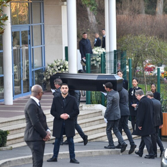 Le cercueil - Dernier hommage à Karl Lagerfeld au crématorium du Mont-Valérien à Nanterre le 22 février 2019.