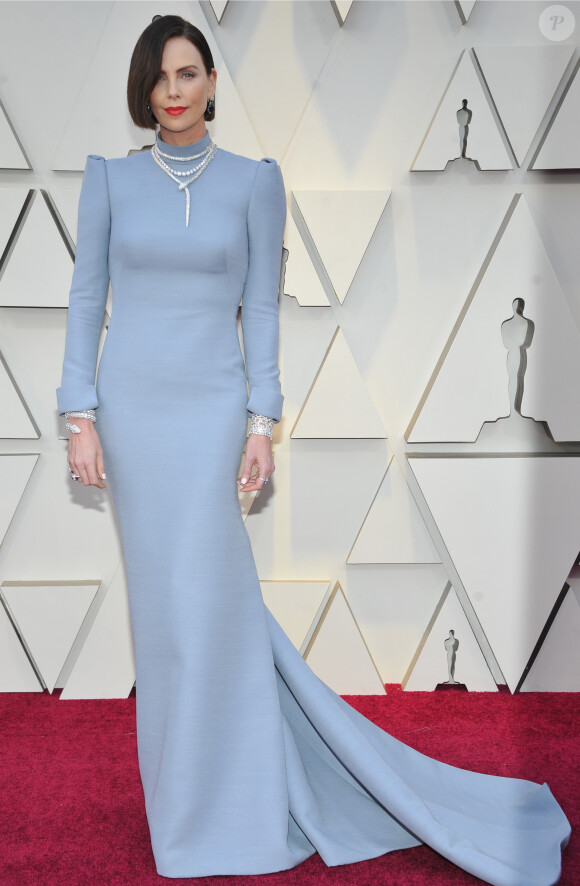 Charlize Theron lors du photocall des arrivées de la 91ème cérémonie des Oscars 2019 au théâtre Dolby à Hollywood, Los Angeles, Californie, Etats-Unis, le 24 février 2019.  Celebs attending the 91st Annual Academy Awards at Dolby theater in Hollywood, Los Angeles, CA, USA, on February 24, 2019.24/02/2019 - Los Angeles