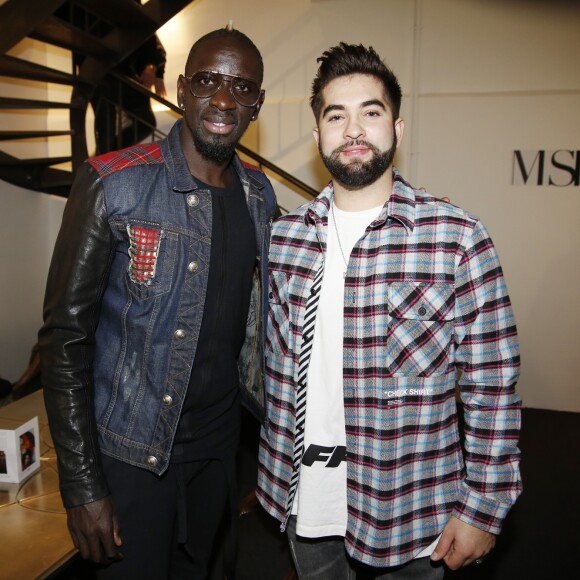 Exclusif - Mamadou Sakho et Kendji Girac lors de la présentation de la collection MSKH (Pull en Pur Cachemire, tissés en Italie) pendant la Fashion Week prêt-à-porter automne-hiver 2019/2020 au show Room Xavier Lavergne à Paris, France, le 25 février 2019. © Marc Ausset-Lacroix/Bestimage