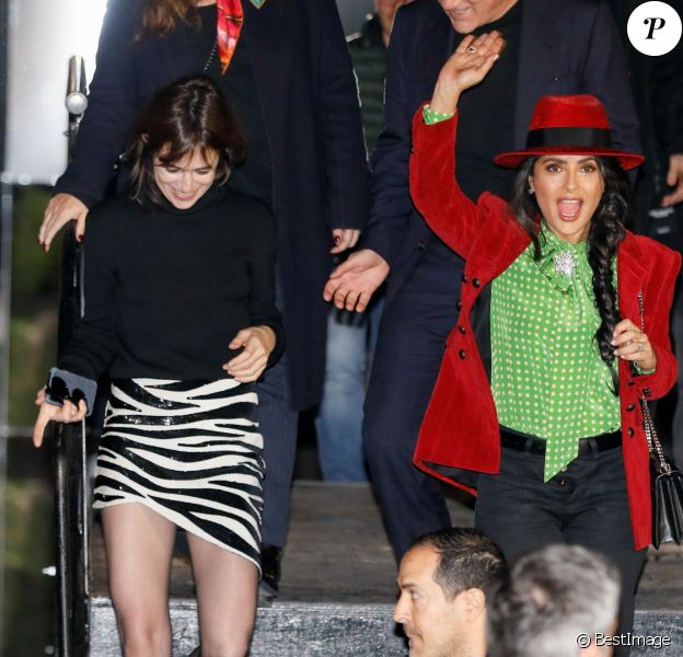 Charlotte Gainsbourg, François-Henri Pinault, sa femme Salma Hayek à la sortie du défilé de mode prêt-à-porter automne-hiver 2019/2020 "Saint Laurent" à Paris le 26 février 2019. © CVS / Veeren / Bestimage