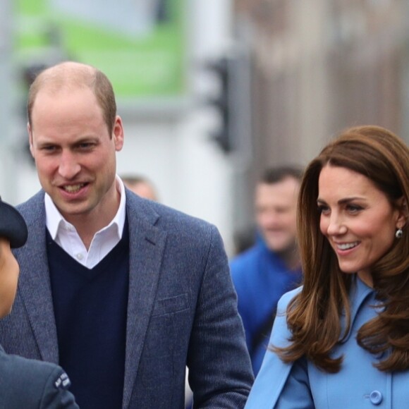 Le prince William, duc de Cambridge, et Kate Catherine Middleton, duchesse de Cambridge, en visite au centre "Braid Arts" à Ballymena lors de leur voyage officiel en Irlande. Le 28 février 2019