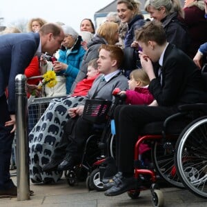Le prince William, duc de Cambridge, en visite au centre "Braid Arts" à Ballymena lors de son voyage officiel en Irlande. Le 28 février 2019