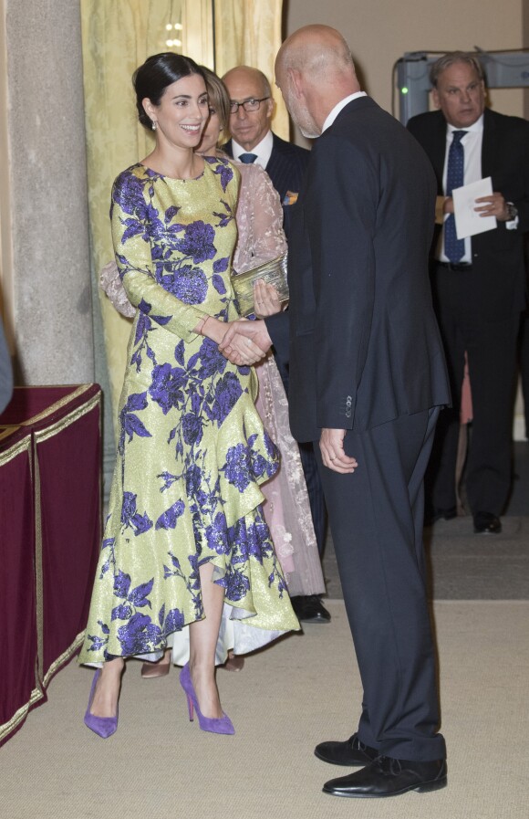 Alessandra de Osma (robe Jorge Vazquez), venue avec ses parents et son mari le prince Christian de Hanovre, faisait partie des invités du dîner de clôture de la visite officielle en Espagne du président du Pérou, Martin Vizcarra, le 28 février 2019 au palais royal du Pardo, à Madrid.