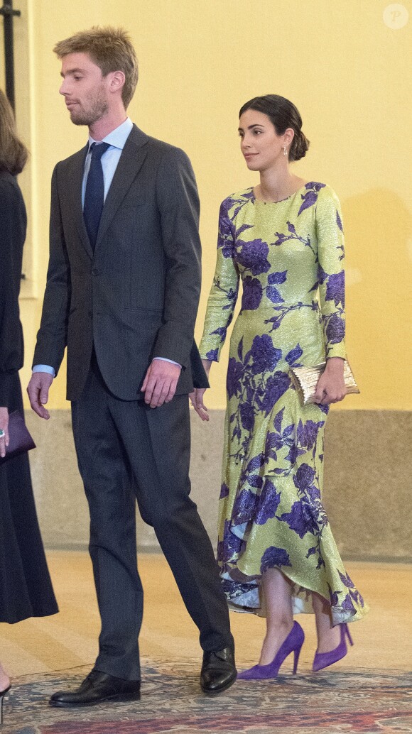 Alessandra de Osma (robe Jorge Vazquez) et le prince Christian de Hanovre faisaient partie des invités de marque du dîner de clôture de la visite officielle en Espagne du président du Pérou, Martin Vizcarra, le 28 février 2019 au palais royal du Pardo, à Madrid.
