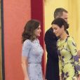 Alessandra de Osma (robe Jorge Vazquez) faisait partie des invités du dîner de clôture de la visite officielle en Espagne du président du Pérou, Martin Vizcarra, le 28 février 2019 au palais royal du Pardo, à Madrid.