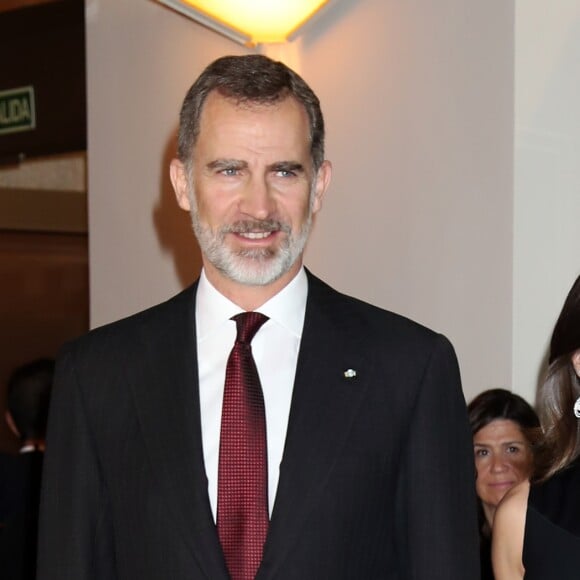 Le roi Felipe VI et la reine Letizia d'Espagne présidaient le 7 mars 2019 au concert à la mémoire des victimes du terrorisme, à l'auditorium national à Madrid.