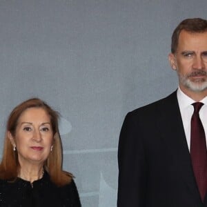 Le roi Felipe VI et la reine Letizia d'Espagne présidaient le 7 mars 2019 au concert à la mémoire des victimes du terrorisme, à l'auditorium national à Madrid.