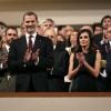 Le roi Felipe VI et la reine Letizia d'Espagne présidaient le 7 mars 2019 au concert à la mémoire des victimes du terrorisme, à l'auditorium national à Madrid.