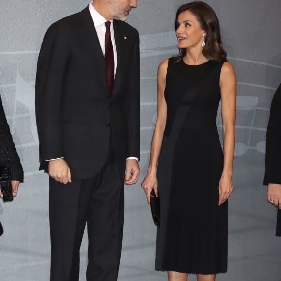 Le roi Felipe VI et la reine Letizia d'Espagne présidaient le 7 mars 2019 au concert à la mémoire des victimes du terrorisme, à l'auditorium national à Madrid.