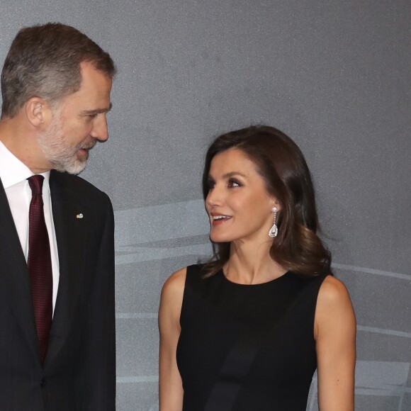 Le roi Felipe VI et la reine Letizia d'Espagne présidaient le 7 mars 2019 au concert à la mémoire des victimes du terrorisme, à l'auditorium national à Madrid.