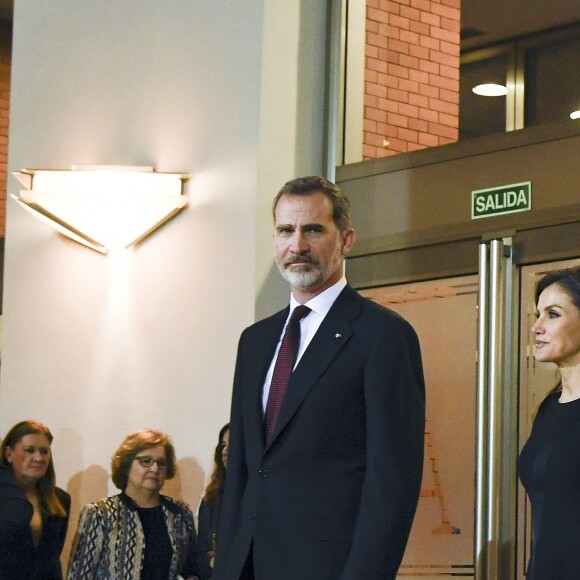 Le roi Felipe VI et la reine Letizia d'Espagne présidaient le 7 mars 2019 au concert à la mémoire des victimes du terrorisme, à l'auditorium national à Madrid.