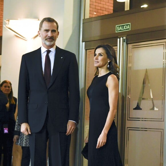 Le roi Felipe VI et la reine Letizia d'Espagne présidaient le 7 mars 2019 au concert à la mémoire des victimes du terrorisme, à l'auditorium national à Madrid.